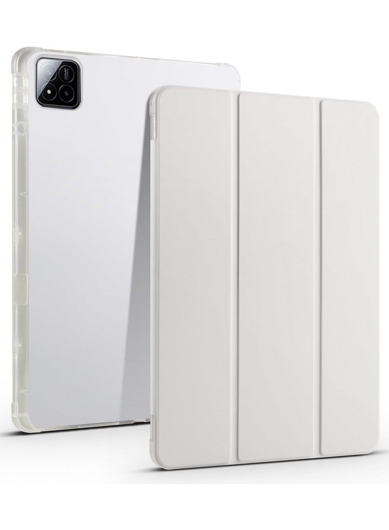 Case for Xiaomi Pad 7 Pro 11.2/Pad 7 11.2 Inch (2024), Lightweight Shockproof Trifold Leather Case Clear Soft Back Shell with Pencil Holder, Auto Wake/Sleep